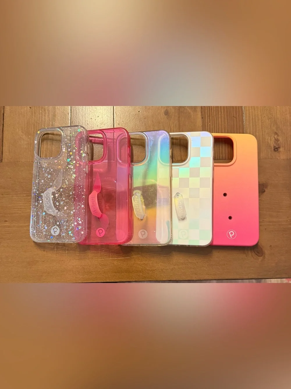 Loopy Dopamine iPhone 15 Max Pro Phone Case Bundle Righty Pink Iridescent Glitte